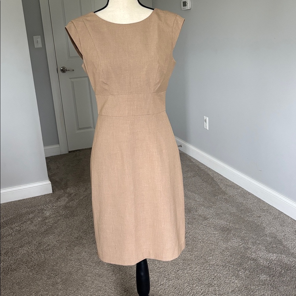 Elegant Tan Sleeveless Sheath Dress